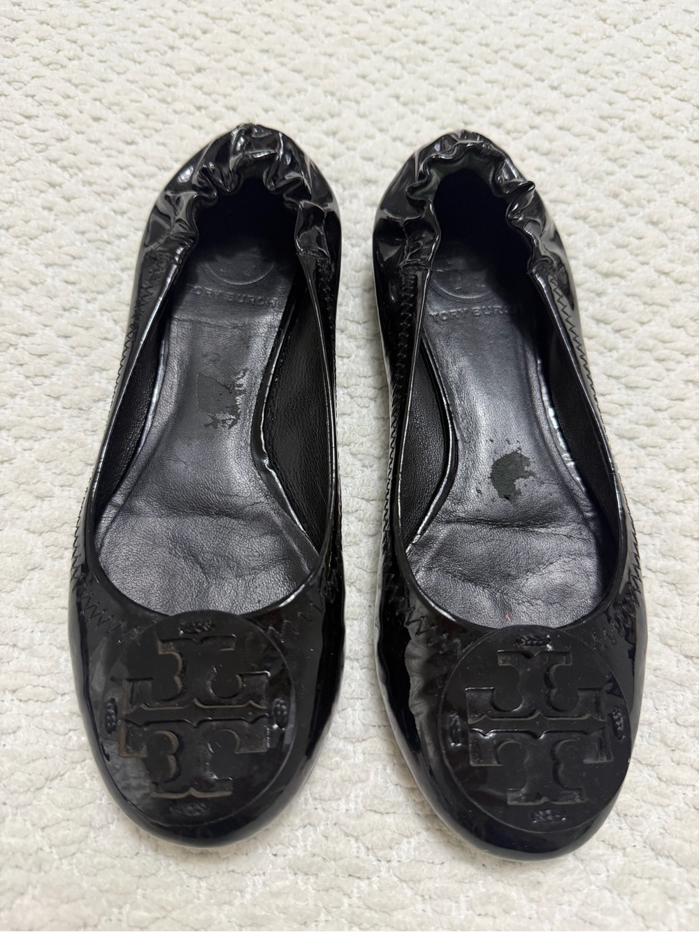 Tory Burch Reva Ballerina Patent Leather Flats Black Shoes Women’s Size 6.5 - Picture 1 of 10